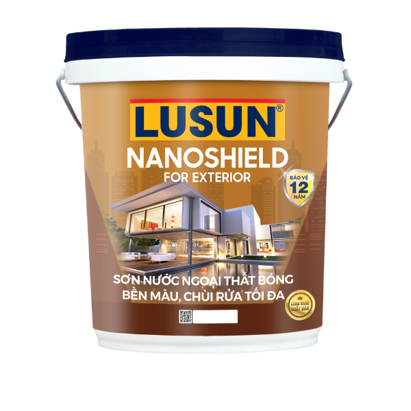 LUSUN NANO SHIELD FOR EXTERIOR Sơn nước Ngoại Thất Bóng Bền Màu, Chùi Rửa Tối Đa 15L